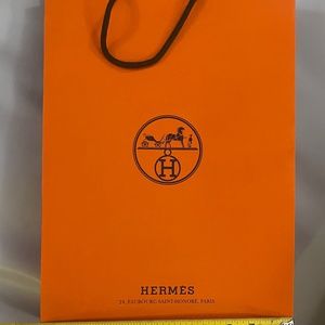 Hermes Orange Shopping Bag EMPTY approx 4" wide, 11 inches long, and 17"